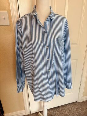 J. Crew Blue & White Vertical Stripe Button-Down Shirt